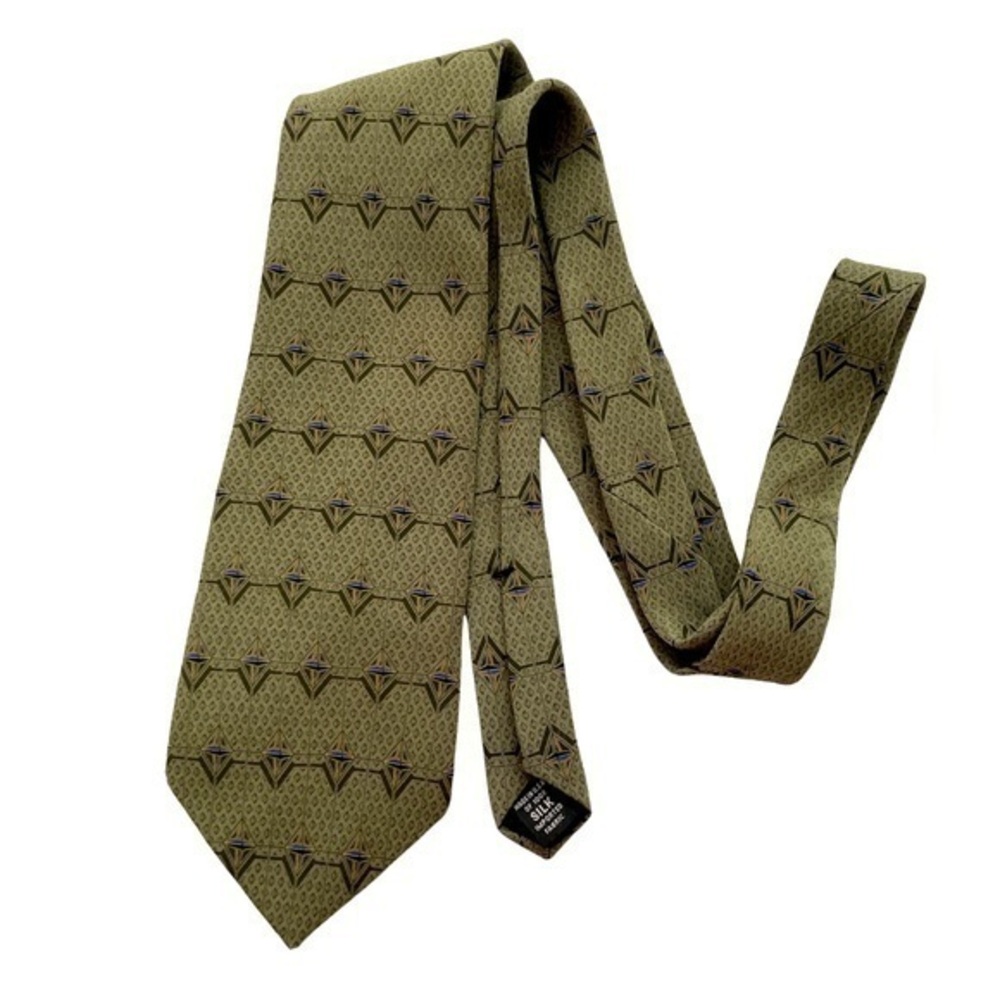 Bill Blass Tie Black Label 100% Silk Green Men's necktie